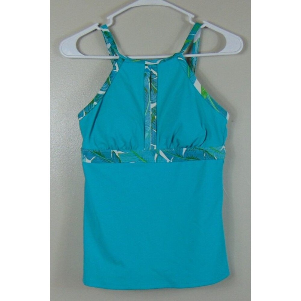 Land's End Tankini Top Women Size 4 High Neck Keyhole Built in Padded Bra Resort